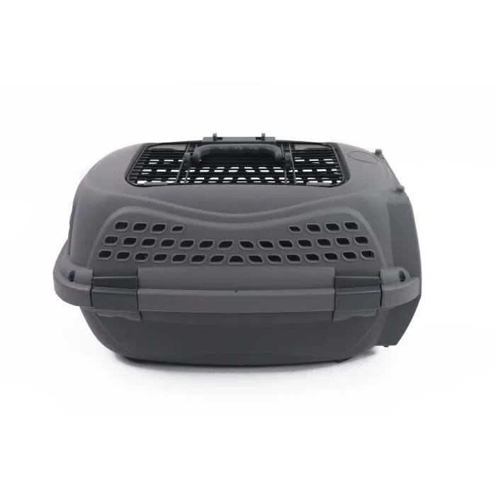 M.PETS Caisse de transport pour chat ECO GIRO, cage plastique légère et solide, taille S, couleur gris