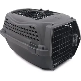M.PETS Caisse de transport pour chat ECO GIRO, cage plastique légère et solide, taille S, couleur gris