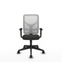 Chaise Motilla Synchro 3 positions tissu Noir Maille Blanc Base pyramidale noire Accoudoir 1D Sans appui-tête Roulettes 65mm nylon