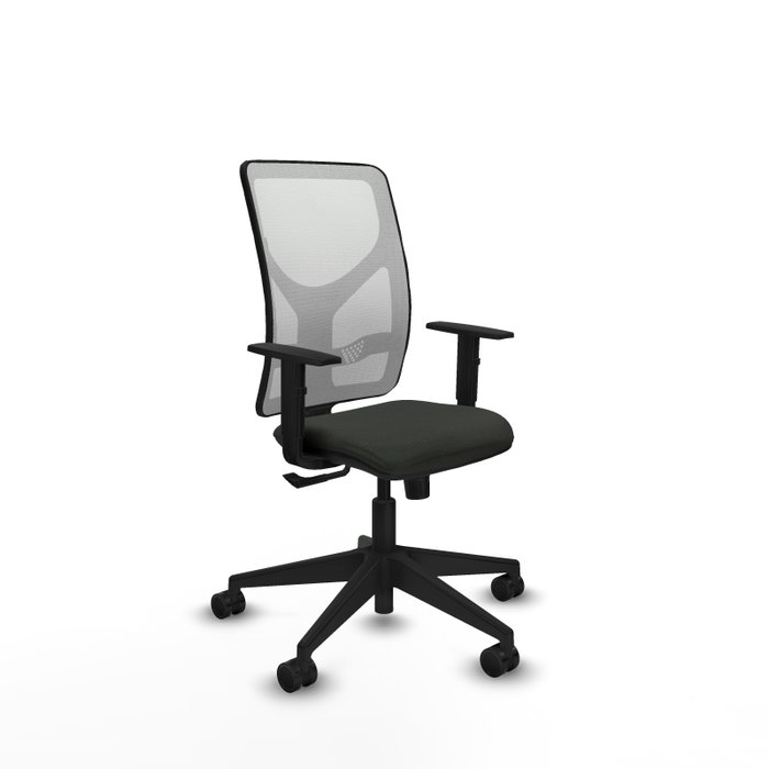 Chaise Motilla Synchro 3 positions tissu Noir Maille Blanc Base pyramidale noire Accoudoir 1D Sans appui-tête Roulettes 65mm nylon Chaise Motilla Synchro 3 positions tissu Noir Maille Blanc Base pyramidale noire Accoudoir 1D Sans appui-tête Roulettes 65mm nylon