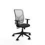 Chaise Motilla Synchro 3 positions tissu Noir Maille Blanc Base pyramidale noire Accoudoir 1D Sans appui-tête Roulettes 65mm nylon