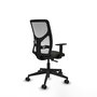 Chaise Motilla Synchro 3 positions tissu Noir Maille Blanc Base pyramidale noire Accoudoir 1D Sans appui-tête Roulettes 65mm nylon
