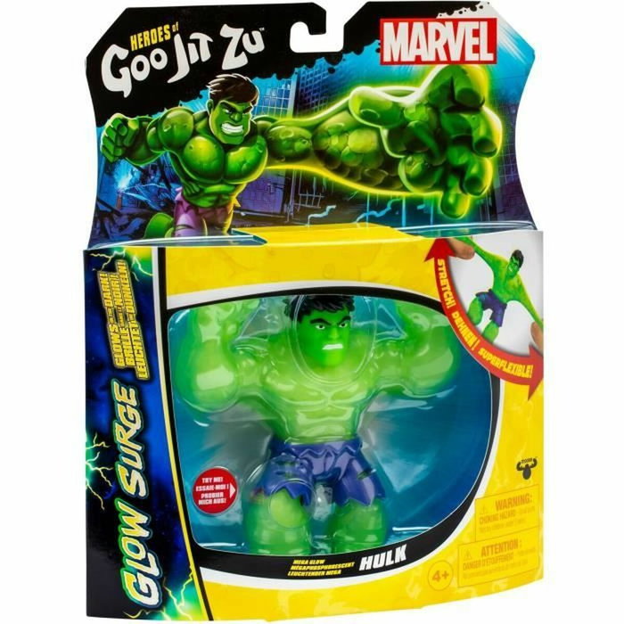 Heroes Of Goo Jit Zu Hulk Glow Surge 11cm, Figurine lumineuse et extensible de Marvel Heroes Of Goo Jit Zu Hulk Glow Surge 11cm, Figurine lumineuse et extensible de Marvel