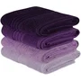 Ensemble de 4 serviettes de main en coton 100%, 50x90 cm, couleur violette - Lot de serviettes absorbantes et douces pour salle de bain