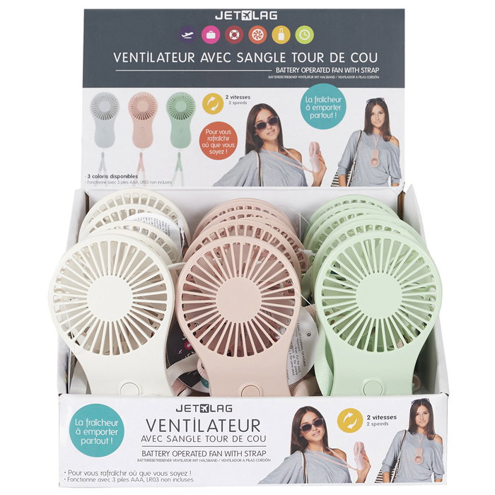 Jet Lag Ventilateur à piles avec cordon