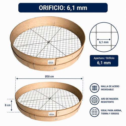 Tuman Criba Madera 50cmø Nº 4 - Orifice 6,1mm