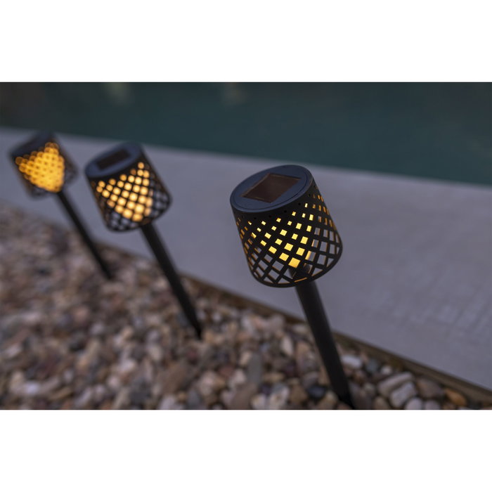 New Garden Gretita Lampe de Jardin Solaire, Lot de 4, Noir