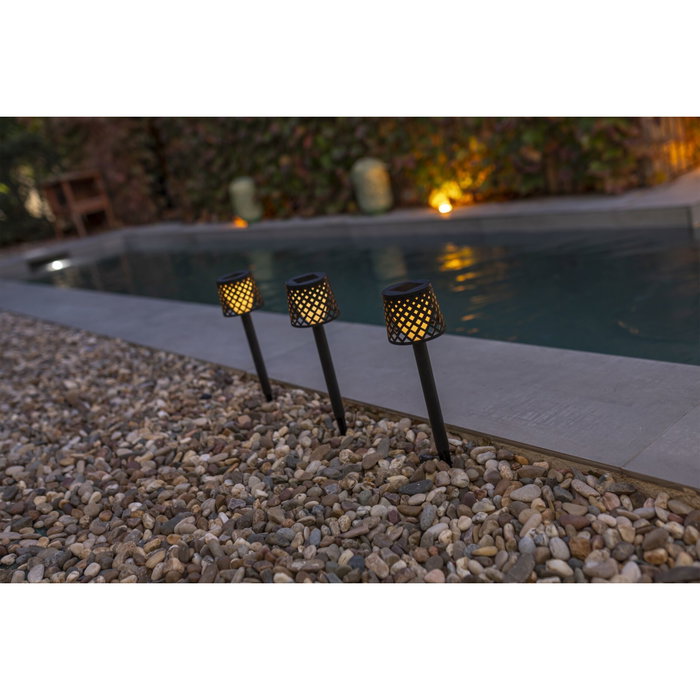 New Garden Gretita Lampe de Jardin Solaire, Lot de 4, Noir