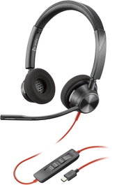 HP Casque stéréo Blackwire 3320 USB-C avec adaptateur USB-C/A - Qualité audio Poly, design élégant et confortable
