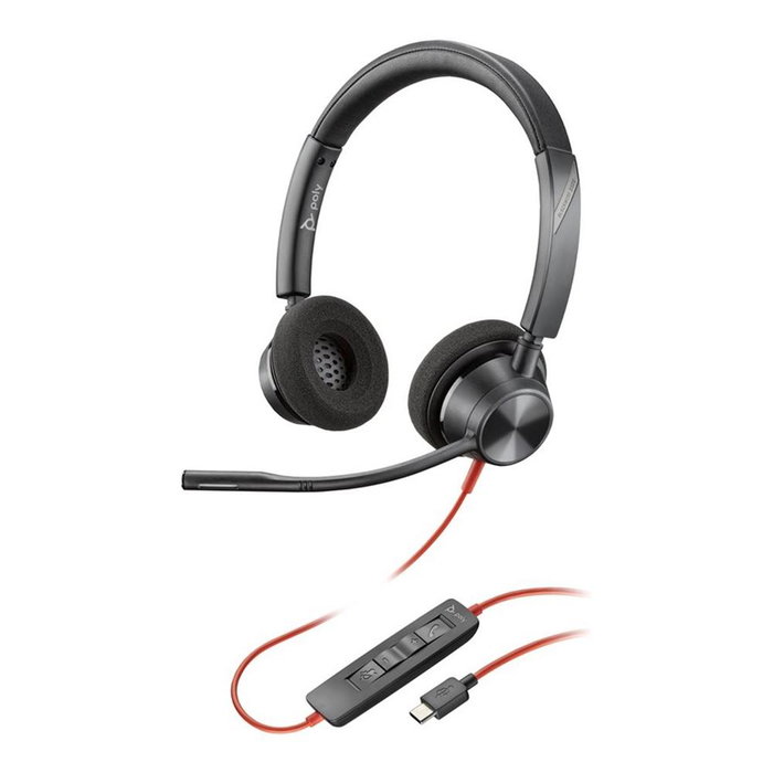 HP Poly Blackwire 3320 USB-C Casque Stéréo Noir avec Adaptateur USB-A/C