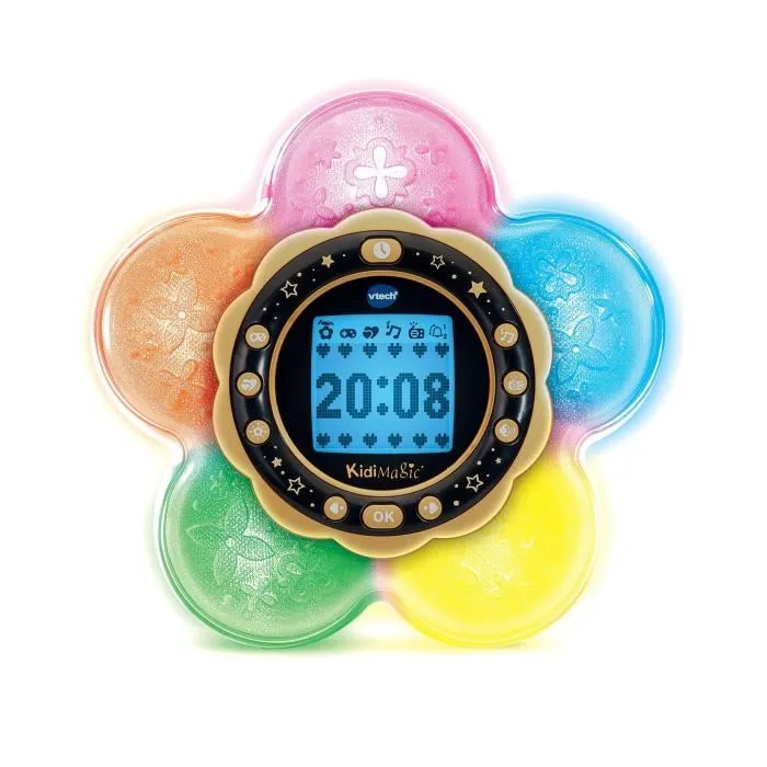 VTech KidiMagic Galaxy Light Violet - Radio-Réveil magique parlant, lampe de projection d'aurores boréales pour enfant, détecteur de mouvement, jeux d'activités, langue française