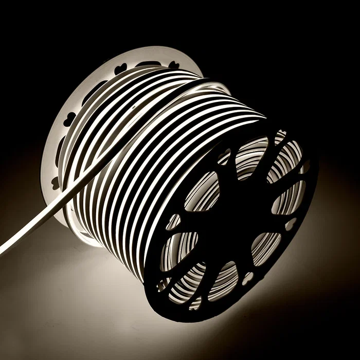 Bande LED Néon Flex 6W 4200K 24V 8x16mm Simple 120xSMD2835 6W/M x1M 40.000H - Coupe 5CM HONSPVC8x16S220CMW