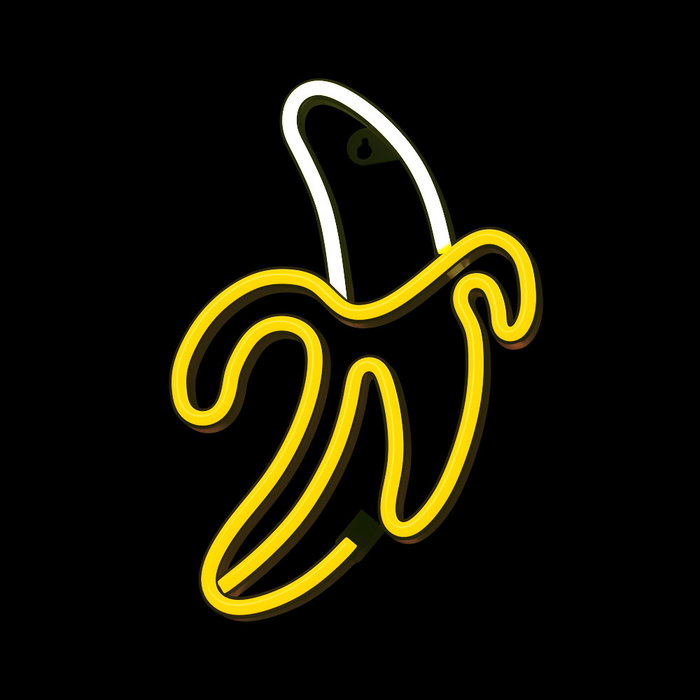 Forever Lampe Néon LED Banana Blanc/Jaune avec Pied pour Suspension Murale — Alimentation USB ou Piles