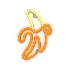 Forever Lampe Néon LED Banana Blanc/Jaune avec Pied pour Suspension Murale — Alimentation USB ou Piles