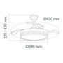 Cristalrecord Milky S Eco Ventilateur de plafond blanc avec LED et pales rétractables