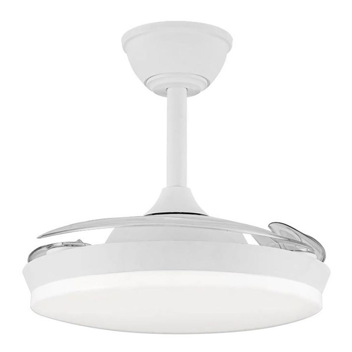 Cristalrecord Milky S Eco Ventilateur de plafond blanc avec LED et pales rétractables