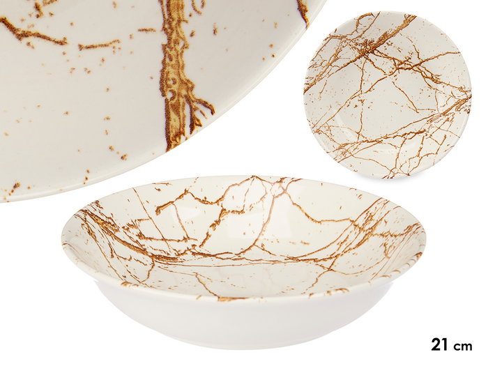 Vessia Assiette Creuse Porcelaine 21 cm Or Blanc Vessia (Set de 24) Vessia Assiette Creuse Porcelaine 21 cm Or Blanc Vessia (Set de 24)