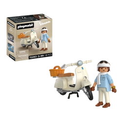 Playmobil Vespa 80 Aniversario 72283 - Figurine avec Scooter Classique Crème, Casque et Accessoires, Jouet Enfant +5 Ans