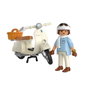 Playmobil Vespa 80 Aniversario 72283 - Figurine avec Scooter Classique Crème, Casque et Accessoires, Jouet Enfant +5 Ans
