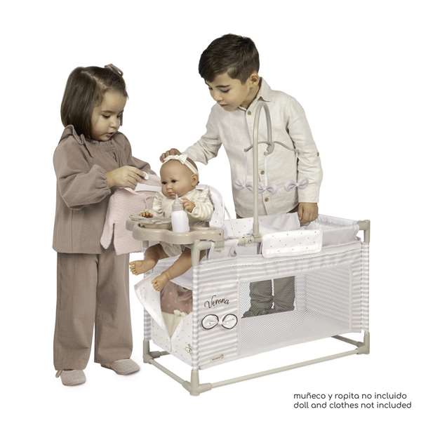 Decuevas - Armoire à langer pliable avec accessoires pour poupées jusqu'à 42 cm - Chambre de poupée en métal, plastique et polyester