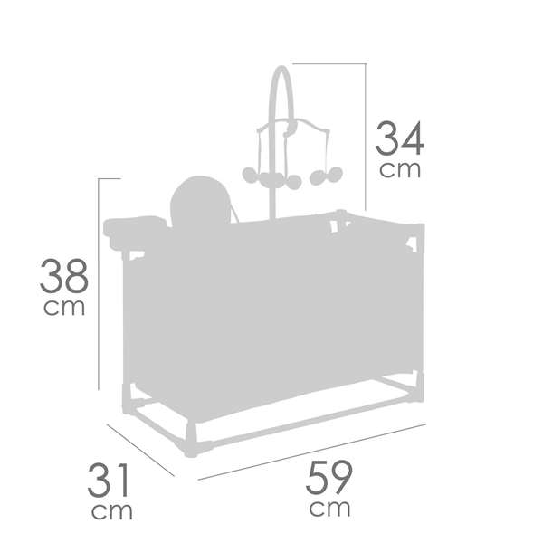Decuevas - Armoire à langer pliable avec accessoires pour poupées jusqu'à 42 cm - Chambre de poupée en métal, plastique et polyester