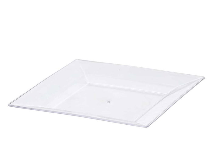 Leknes Assiette Carrée Transparente 20x20 cm en Plastique Polystyrène (Set de 48)