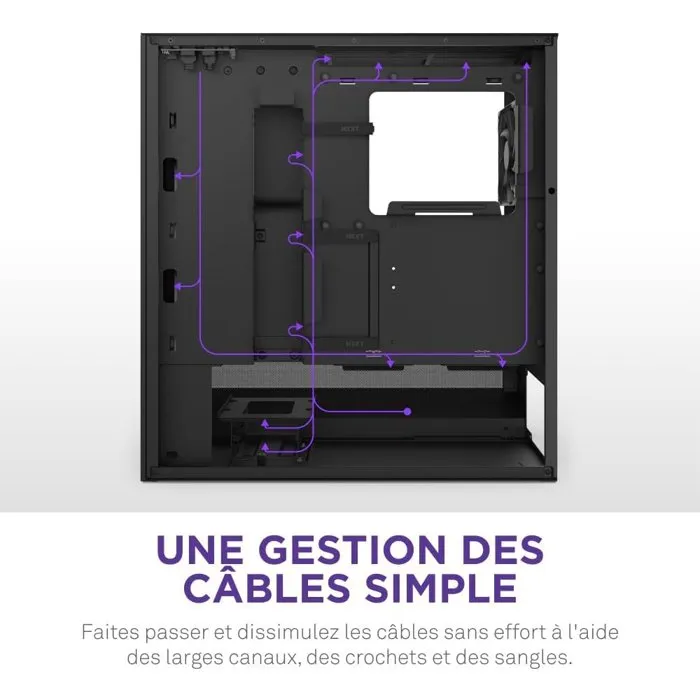 Nzxt H5 Flow RGB CC-H52FB-R1 - Boîtier PC moyen-tour ATX avec ventilateurs RGB inclus, mesh optimisé et gestion des câbles - Noir