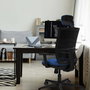 Chaise Yunquera Synchro 4 positions tissu Vert pistache Maille Noir Base en nylon noir Accoudoir 1D Appui-tête 1D Roulettes 65mm nylon
