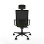 Chaise Yunquera Synchro 4 positions tissu Vert pistache Maille Noir Base en nylon noir Accoudoir 1D Appui-tête 1D Roulettes 65mm nylon