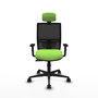 Chaise Yunquera Synchro 4 positions tissu Vert pistache Maille Noir Base en nylon noir Accoudoir 1D Appui-tête 1D Roulettes 65mm nylon
