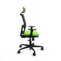 Chaise Yunquera Synchro 4 positions tissu Vert pistache Maille Noir Base en nylon noir Accoudoir 1D Appui-tête 1D Roulettes 65mm nylon