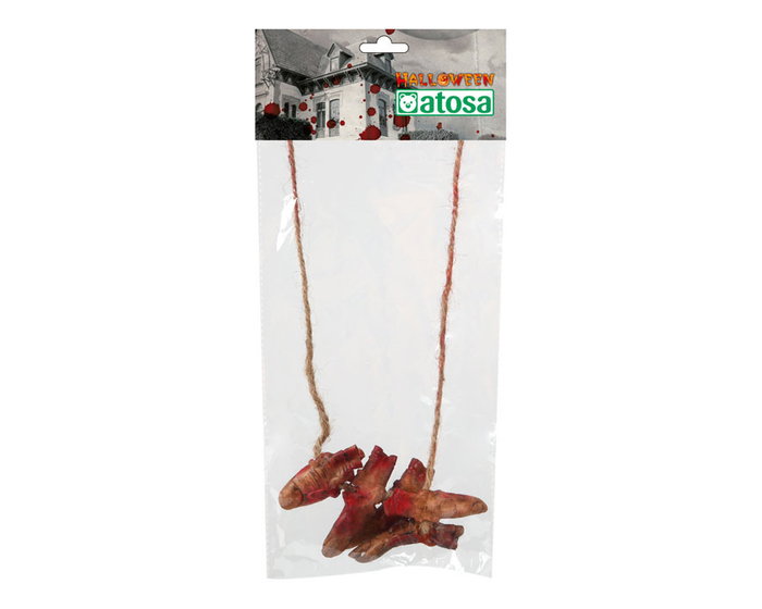 Collar de Doigts Coupés 40 cm avec Sang Artificiel - Accessoire Macabre pour Déguisement Halloween