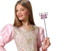 Varita de Princesa Fantasía con Mariposa Plateada y Pedrería Rosa - Accessoire Magique pour Déguisement de Fée et Célébration