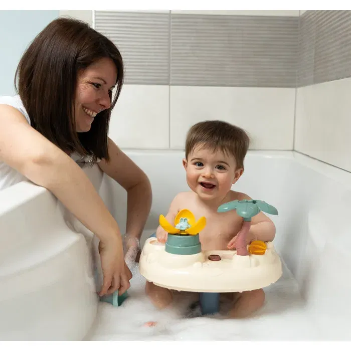 Smoby - Siege de bain bébé Little Smoby 2 en 1 avec tablette d'activités réglable, 6 jeux et ventouses incluses, sécurité, fabrication française, dès 6 mois