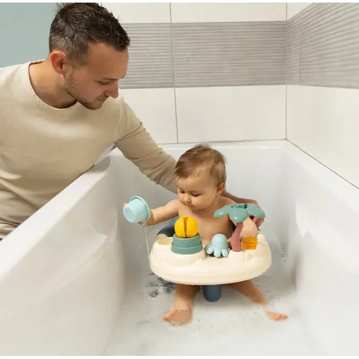 Smoby - Siege de bain bébé Little Smoby 2 en 1 avec tablette d'activités réglable, 6 jeux et ventouses incluses, sécurité, fabrication française, dès 6 mois