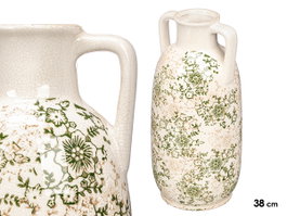 Giftdecor Jarron Nonna 2 Anses Vert Beige 38cm Céramique (Set de 4)