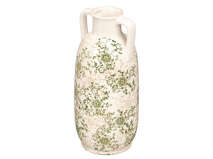 Giftdecor Jarron Nonna 2 Anses Vert Beige 38cm Céramique (Set de 4)