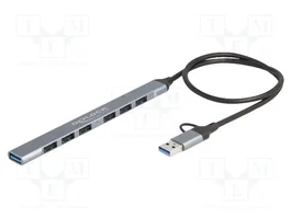 DELOCK Hub USB argent avec 7 ports USB A et 1 port USB C