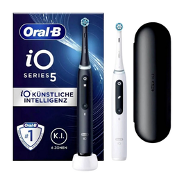 Oral-B iO Series 5 / 415121 - Brosse à dents électrique rechargeable - Pack double (Noir & Blanc)