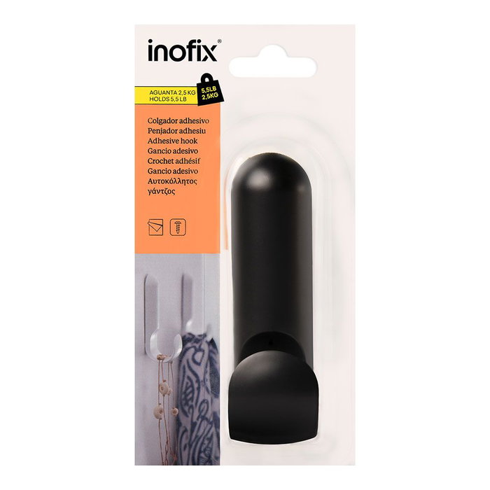 Crochet pour suspendre Inofix atlas Noir 2,5 kg Adhésif