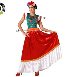 Déguisement Mexicaine Robe Rouge pour Femme Adulte Taille M-L - Robe et Ceinturon en Polyester