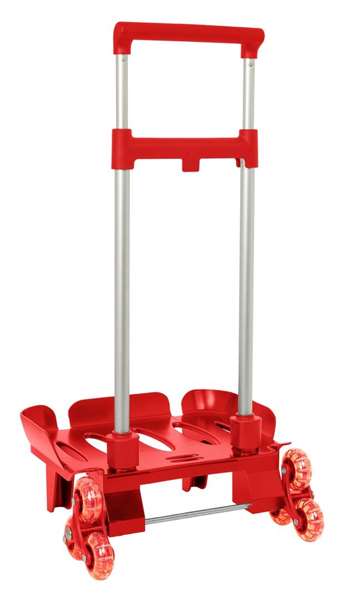 Safta Chariot de transport pour cartables et sacs pliable, 3 roues, trolley rouge, dimensions 32 x 88 x 23.5 cm