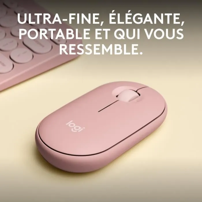 Logitech Pebble Mouse 2 M350s - Souris sans fil Bluetooth multidispositif - Rose Logitech Pebble Mouse 2 M350s - Souris sans fil Bluetooth multidispositif - Rose