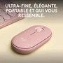 Logitech Pebble Mouse 2 M350s - Souris sans fil Bluetooth multidispositif - Rose