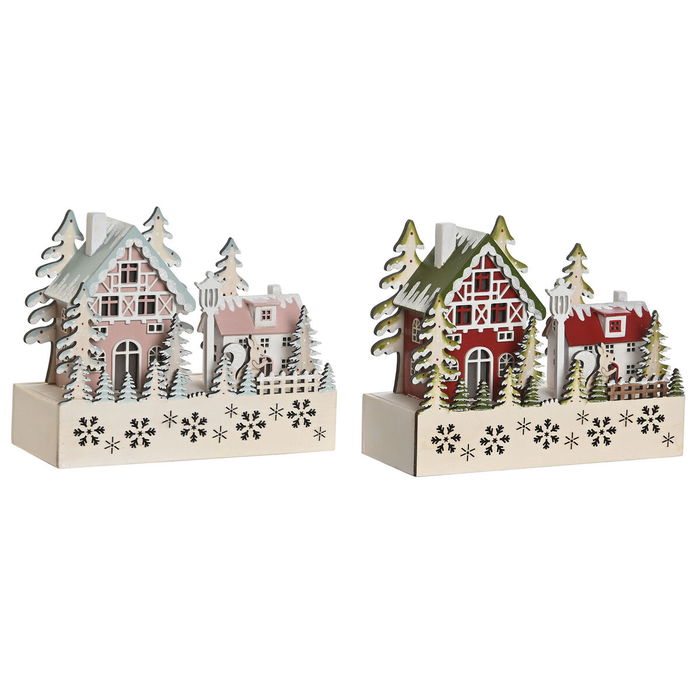 Décorations de Noël DKD Home Decor Rouge Rose 21 x 9,5 x 19 cm (2 Unités)