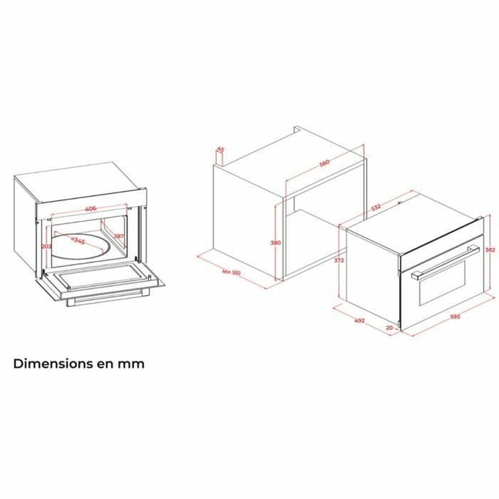 Continental Edison CEMO34CEB3 Micro-ondes Encastrable Combiné Gril et Convection, 34 L, Noir Continental Edison CEMO34CEB3 Micro-ondes Encastrable Combiné Gril et Convection, 34 L, Noir