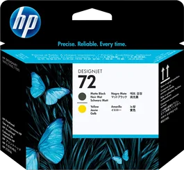 HP Cabezal d'impression C9384A jaune et noir (mat) pour imprimantes HP DesignJet