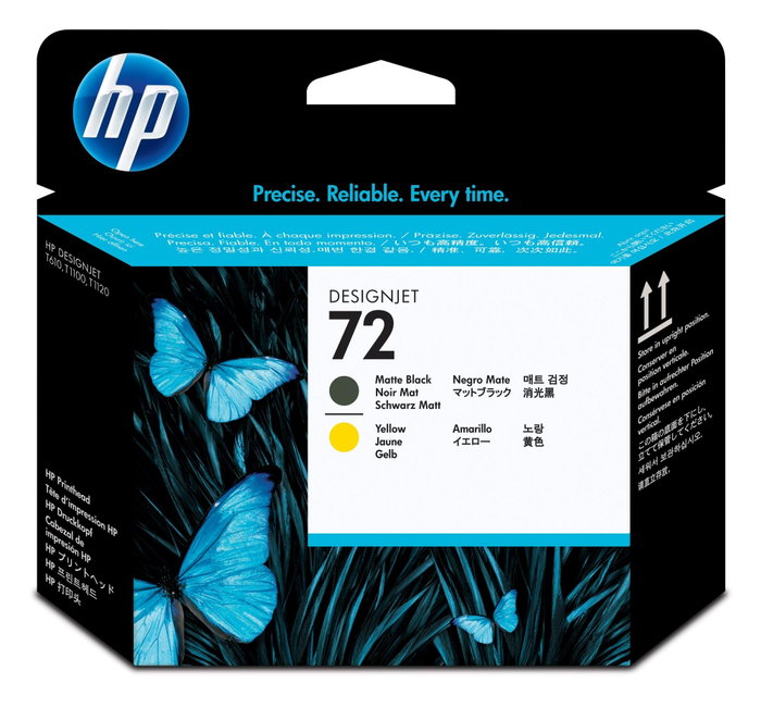 HP Tête d'impression 72 C9384A Noir mat et Jaune