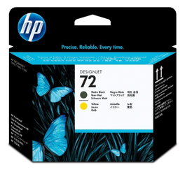 HP Tête d'impression 72 C9384A Noir mat et Jaune