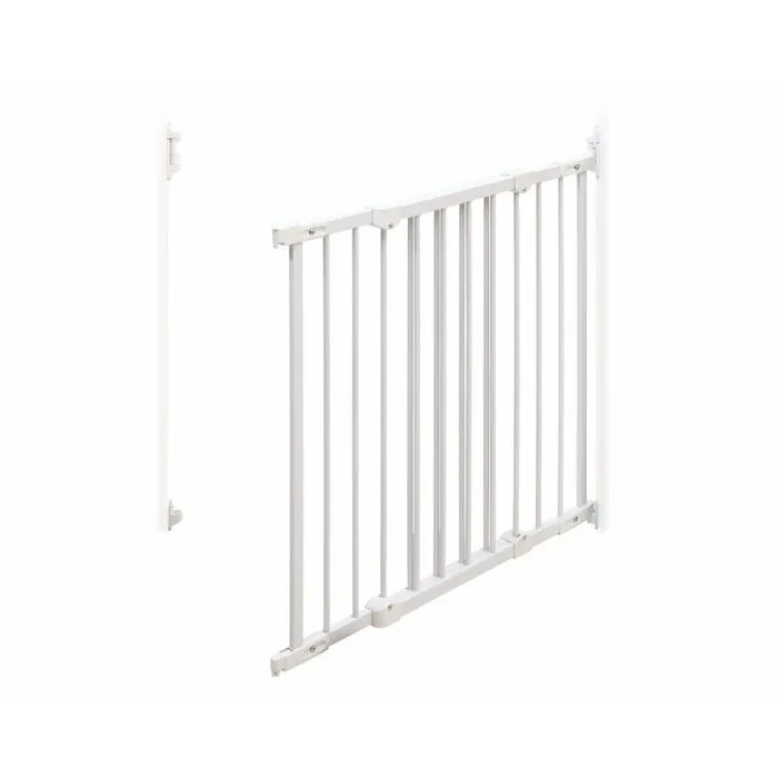 WEBABY - Barrière de sécurité bébé extensible en acier Blanc, Réf. NONO, 108 x 4 x 75 cm (s'adapte de 72 à 108 cm)